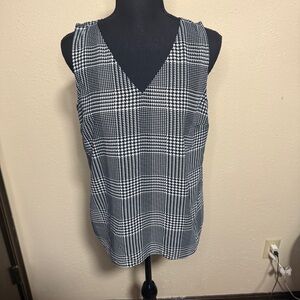 Nine West Black and White Checkered Tank Top Small Lined Career Wear